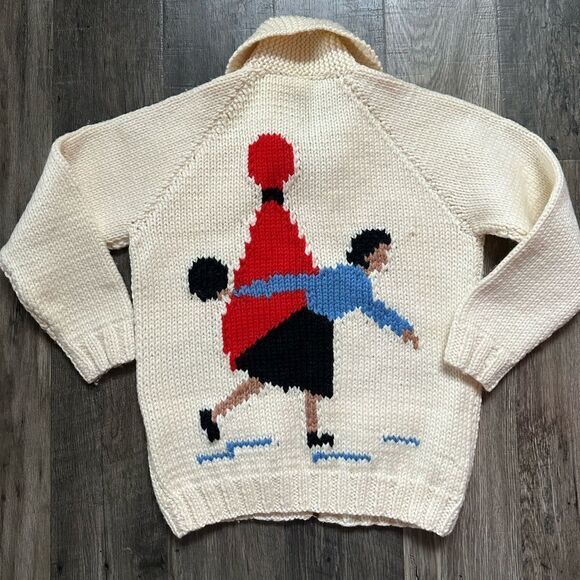 WOMENS VINTAGE 1950’S BOWLING THEME SWEATER HANDMADE BY DORTHY - Picture 1 of 2